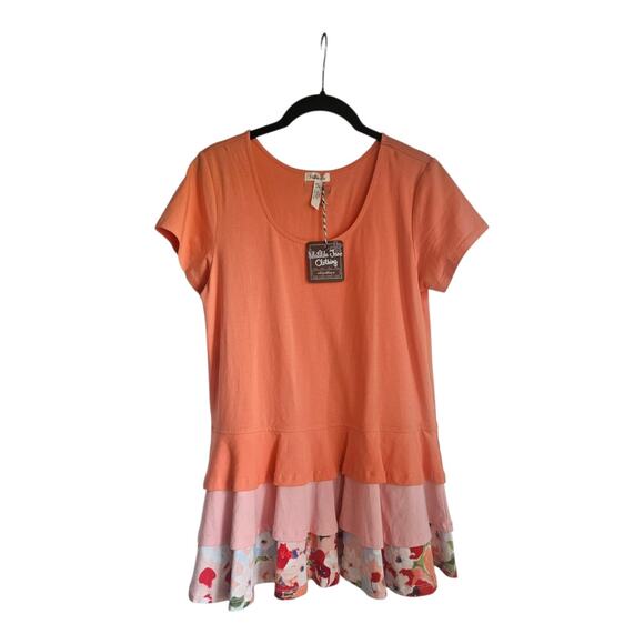 Matilda Jane Tops - NWT Matilda Jane Womens SMALL Peplum Tier Ruffle Top Tee Happy & Free Dream Puff